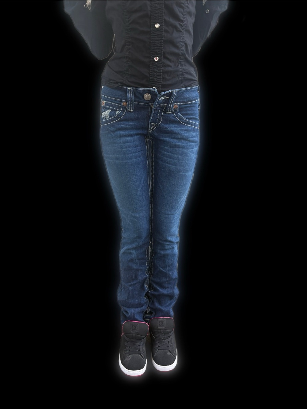 True Religion Blue Denim low waisted straight leg jeans - Picture 3 of 8
